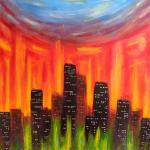 Original Large Acrylic Abstract Painting, City Of..