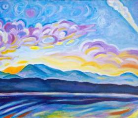 Original Acrylic Painting - Jetstream And Comox Glacier - 14x18 ...